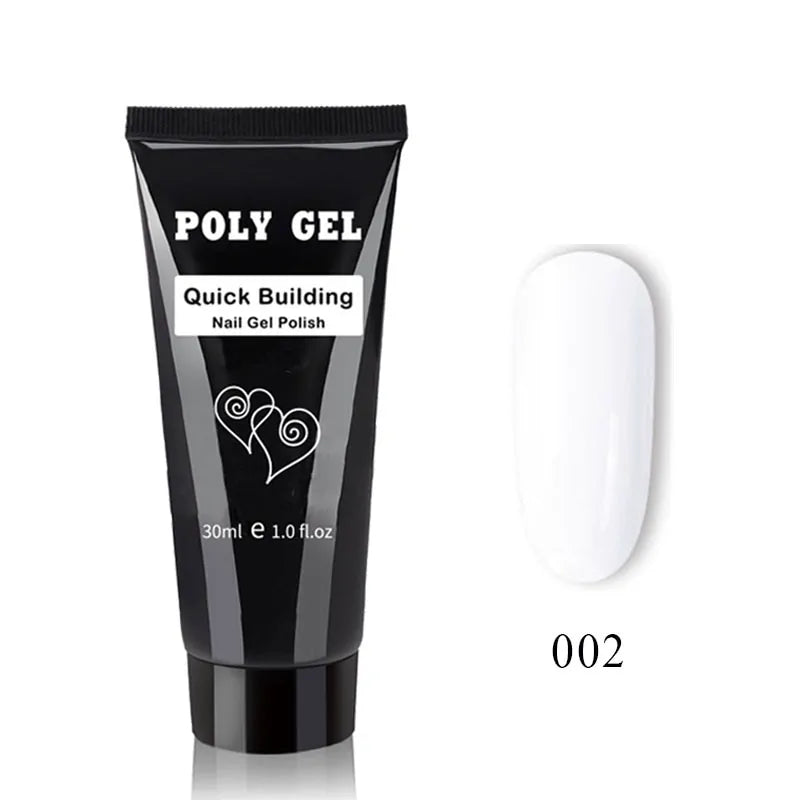 French Nail Art Poly Gel Kit with UV Brush and Nail Tips