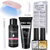 French Nail Art Poly Gel Kit with UV Brush and Nail Tips